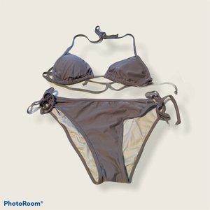 Women Gray Bikini Two Piece Swimsuit Large
